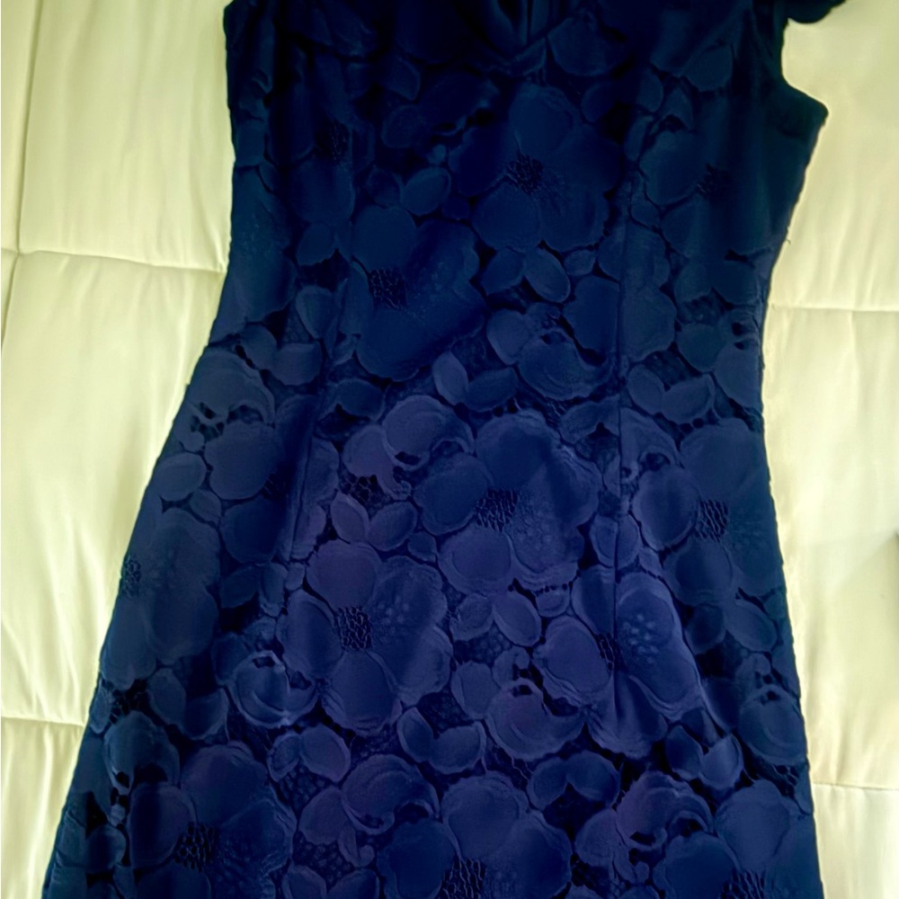 Lilly Pulitzer Navy Floral Lace Midi Dress